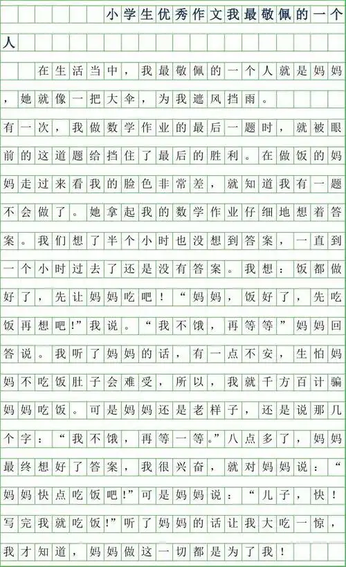 2019年小学生优秀作文-我最敬佩的一个人