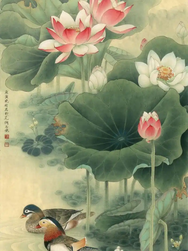 工笔国画荷花素材分享 高清工笔国画素材有需要的可以自取,高清晰度有