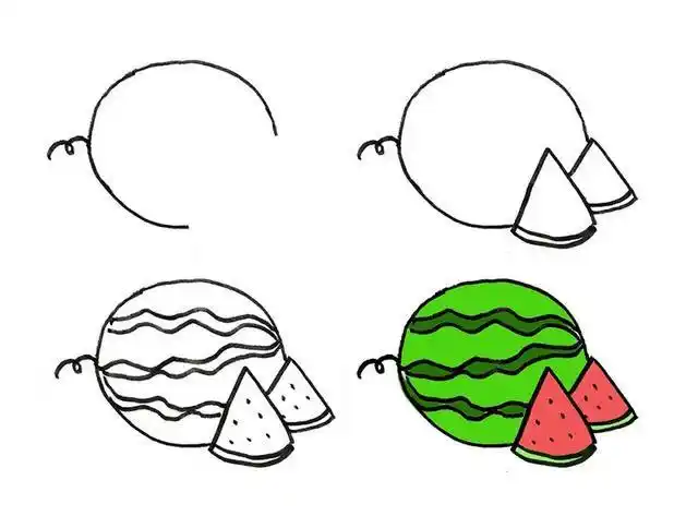 简单四步画出西瓜的简笔画