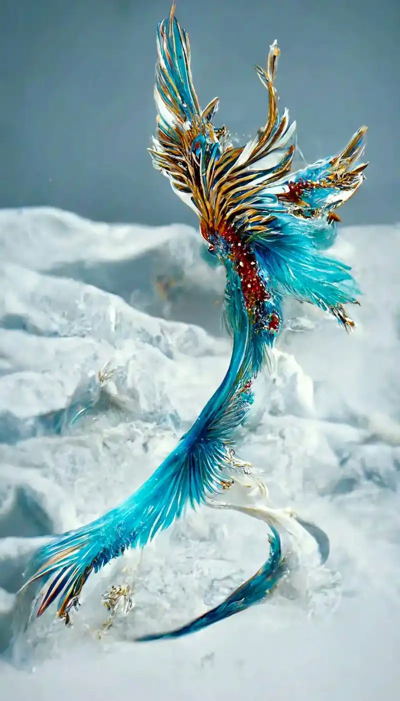 冰凤凰;犹如千年雪莲绽放,高傲,迷人.#ai绘画 #ai艺术 - 抖音