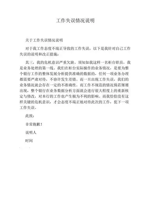 工作失误情况说明