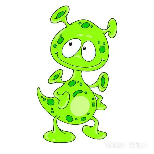 有趣的卡通人物外星人. 矢量从空间绘制客人.