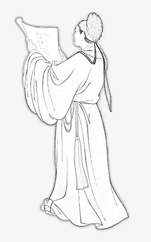 古人简笔画男左侧面的