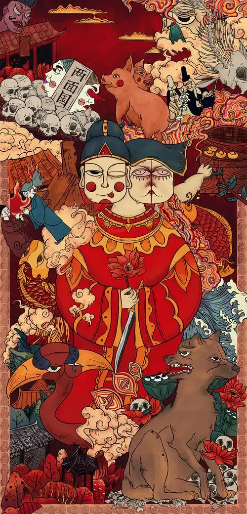 2019青春答卷#"纸马镜花"—《镜花缘》系列插画设计