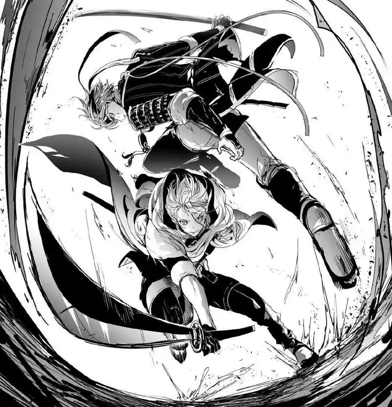 画师runbel动漫人物黑白线稿欣赏,描绘了人物间激烈的战斗,动态感很强