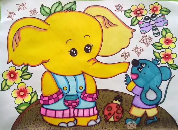 大象儿童绘画优秀作品图片