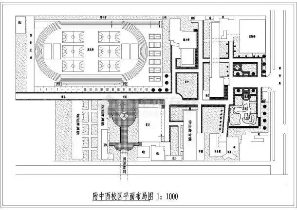 某城市中学校园cad规划总设计图纸