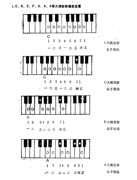 电子琴的键盘上的大调分别是那几个,分别在上面位置