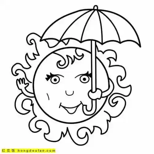 3到8岁孩子们最喜欢的11张乐哈哈的太阳卡通儿童涂色简笔画