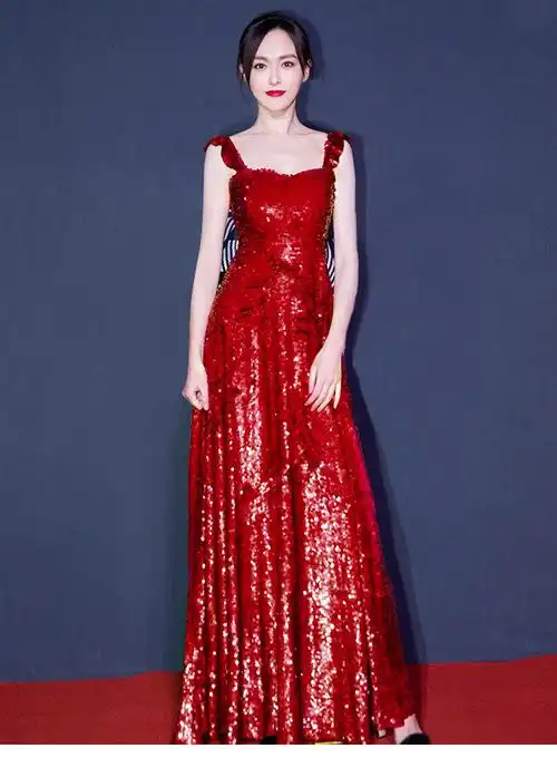 唐嫣同款礼服红色