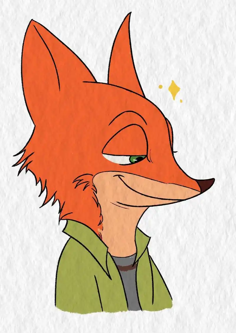 狐尼克简笔画教程来了,一起来画吧!#疯狂动物城 #朱迪尼克 - 抖音