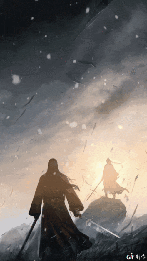 小说人物动态壁纸!夕阳下的剑之对决!