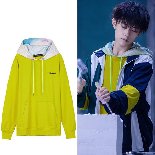 易烊千玺同款衣服千纸鹤新款韩版假两件连帽卫衣宽松上衣秋潮ins