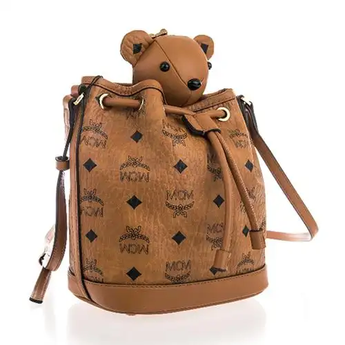 mcm/mcm 女包 女士棕色皮质小熊玩偶单肩包myz8axl47 co001