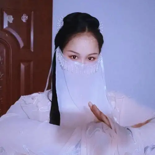 汉服面纱汉服面纱古风镶珠遮面帘宋制舞蹈拍照蒙面纱少女孩古装配饰遮