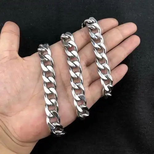 欧美跨境夸张钛钢链条nk链古巴链六面磨项链男士链条粗项链7