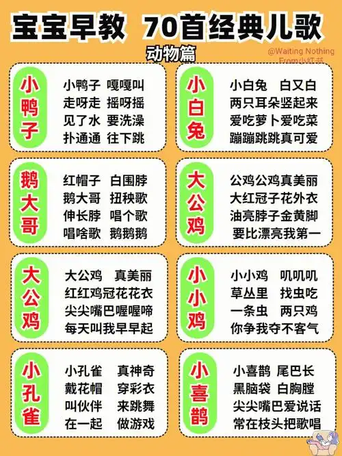 70首经典早教儿歌经典童谣顺口溜合集