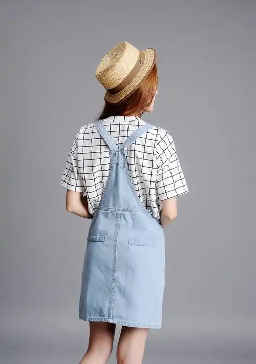 春夏胖妹妹牛仔背带裙