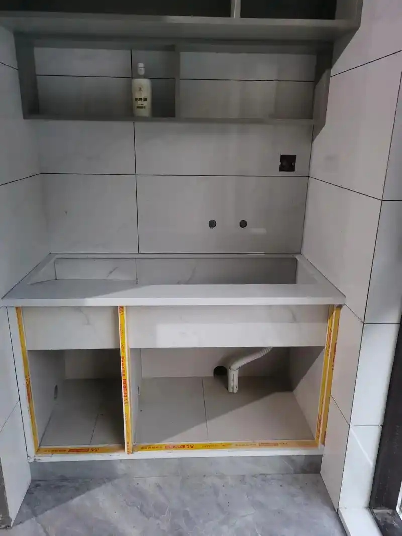 手工瓷砖搭建的水池和灶台完成版#施工现场实拍 #质量第一诚信 - 抖音