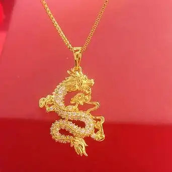 东南亚热卖金色微镶吊坠男大气微镶龙吊牌镀金坠子镀金挂坠首饰