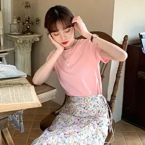 橘粉色t恤女短袖