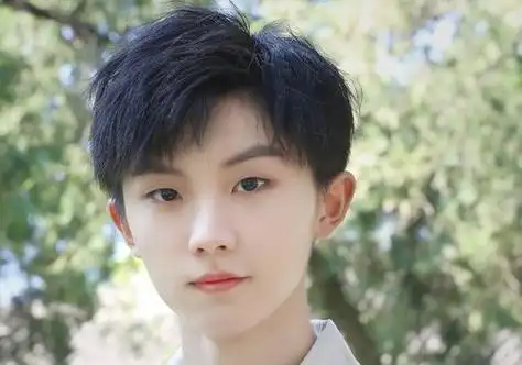 男学生夏季把剪碎打薄的头发弄成偏分斜刘海短发发型,儒雅清秀的少年