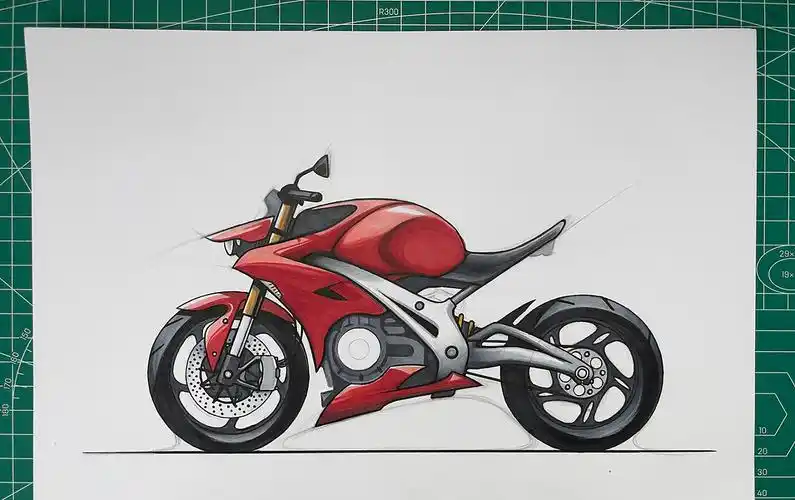 马克笔手绘摩托车概念练习