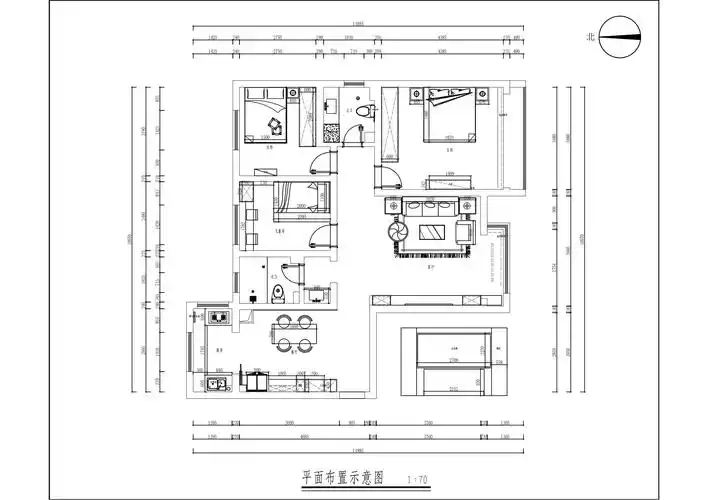 弘泽城130平米三室二厅中式装修实景图