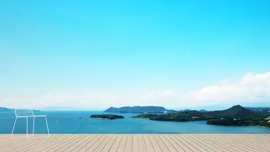 简单沙画作品露台白色椅子,海景,在公寓或酒店生活区,岛景和海景,简单