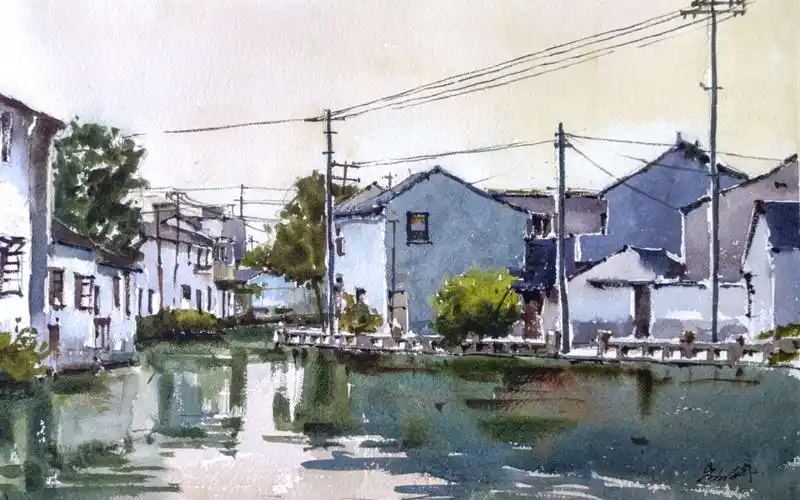 江南街景,暮色苏州,水彩&过程