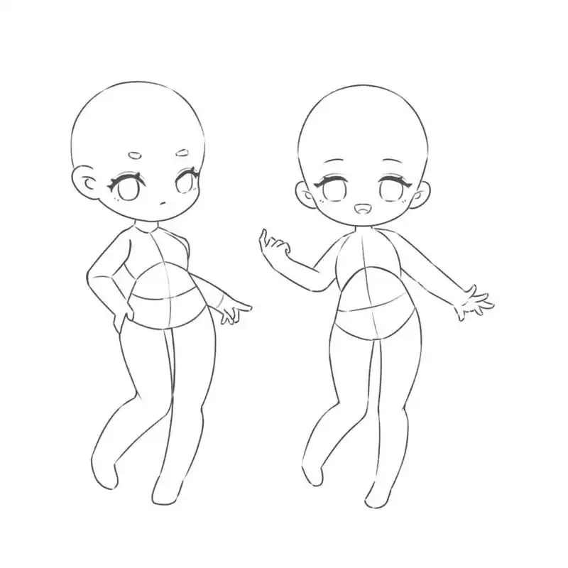 q版人体结构练习-线稿 最近在练习qq人,慢慢发出来