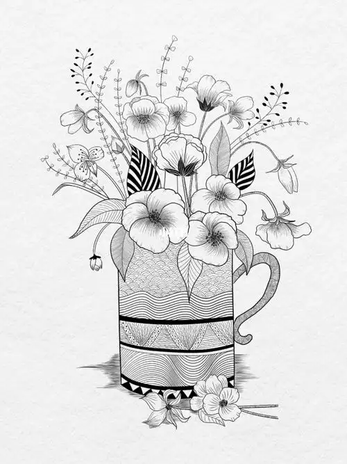 临摹|第三十四幅|装饰画|线描画|步骤图