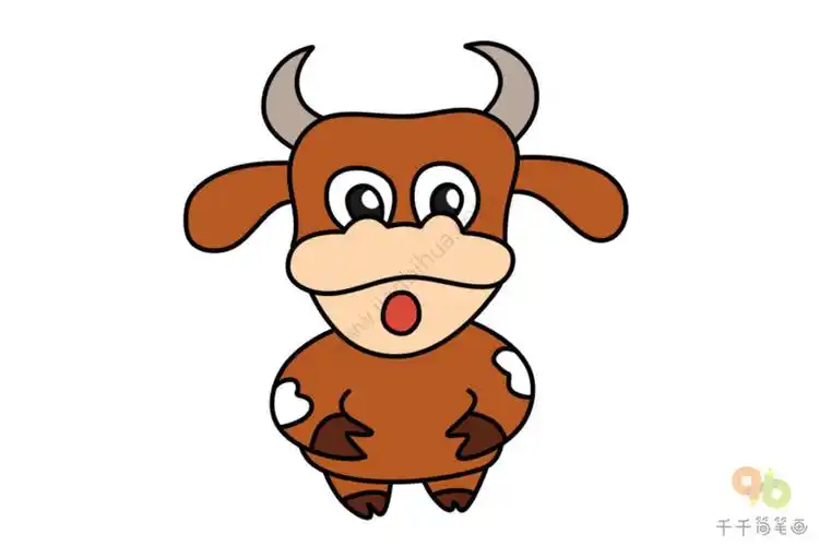 可爱的小牛简笔画图解