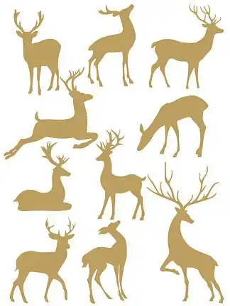 梅花鹿小鹿 i>奔 /i> i>跑 /i>的鹿中国风手绘矢量剪影