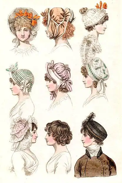 18世纪部分女帽19世纪编发然而,1794年,法国大革命彻底结束了这场炫耀