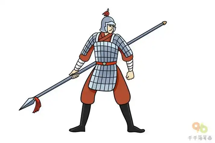 擒获犯人的士兵简笔画古代人物简笔画画古代战士的儿童卡通简笔画教程