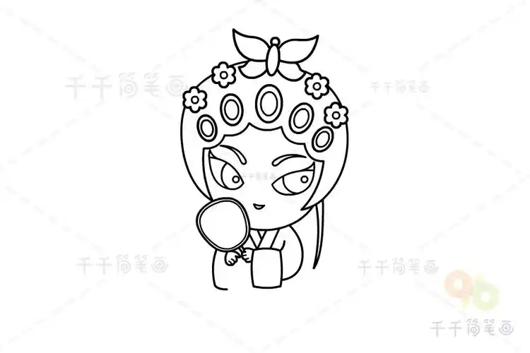 戏曲花旦简笔画图片_戏曲人物大全简笔画