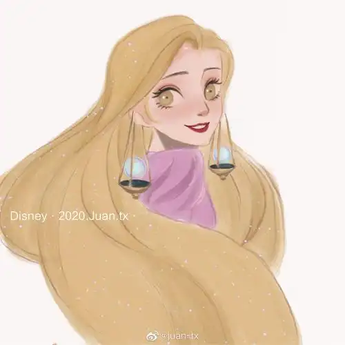 微博原创画师@juan-tx软糖星座 迪士尼公主头像天秤座搬运出处见水印
