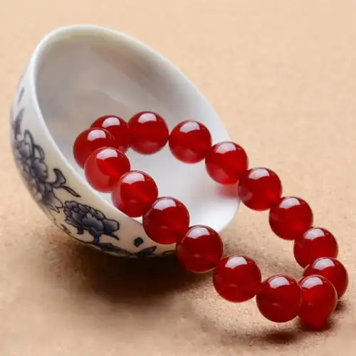正品纯天然红玛瑙手链 民族风饰品 红色水晶手串 本命年男女辟邪