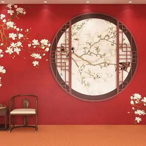 复古中式故宫红墙壁纸汉服古装拍照墙布古风换装馆剧本杀装饰墙纸