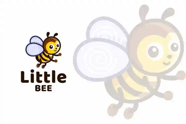 可爱标志设计系列小蜜蜂卡通动物形象logo设计模板littlebeekidscute