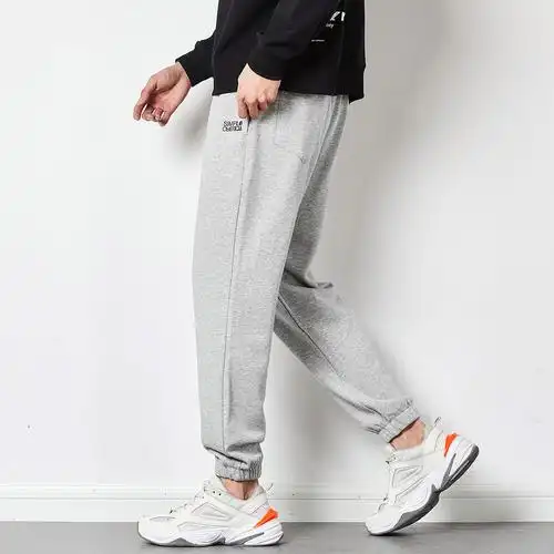 200元任选3件唐狮春季新款卫裤男韩版潮流黑色运动裤男生束脚长裤宽松