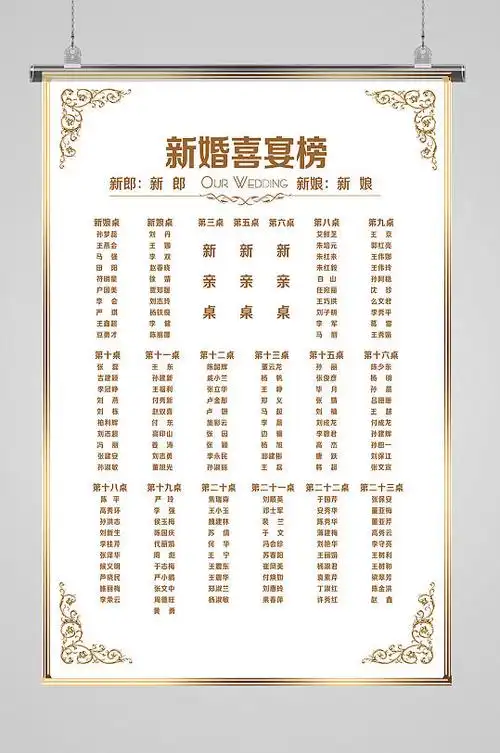 新婚喜宴榜名单海报