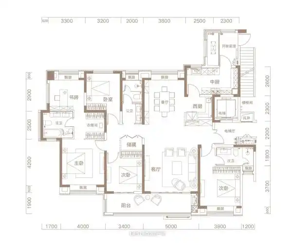 阜阳信达溪岸观邸5室2厅4卫187平米户型图-信达溪岸观邸-百瑞地产网