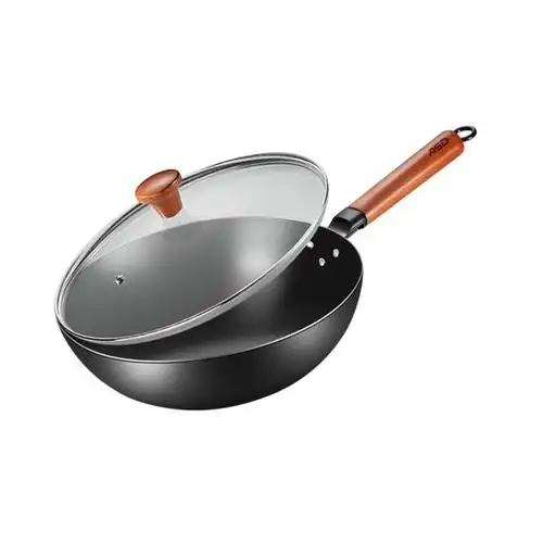 爱仕达炒锅铁锅32cm炒菜菜锅轻巧易掂勺木柄不锈炒锅