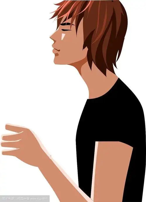 男人站立的侧视图