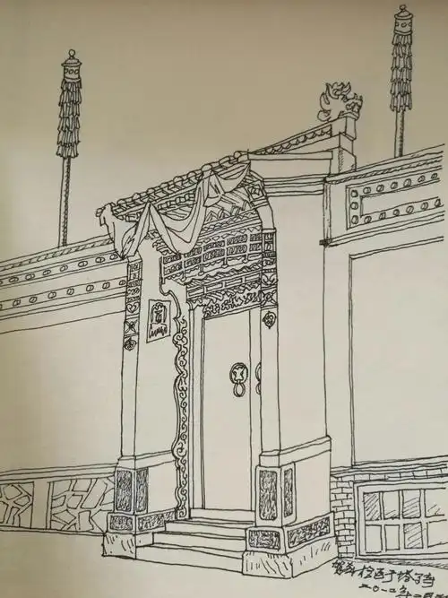 走进塔尔寺___贺希格速写作品