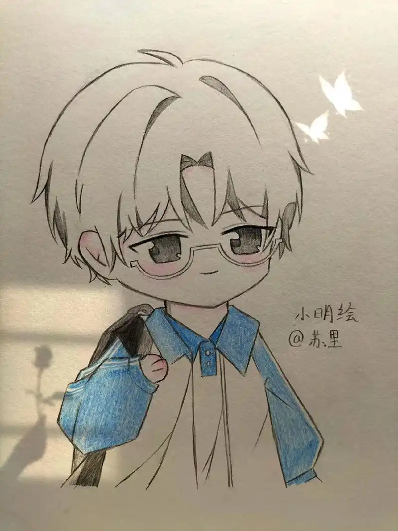 过程图教你画q版江添.加油坚持就是胜利#临摹 #q版江添 # - 抖音