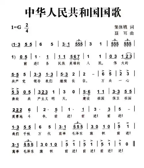 中华人民共和国国歌1978版