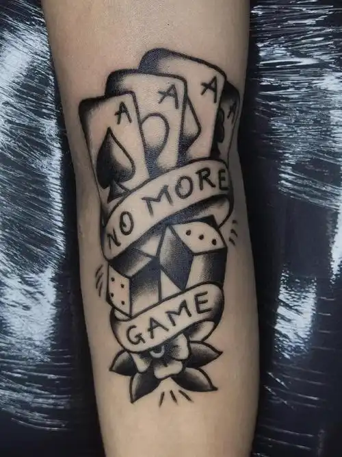 扑克骰子花oldschool_纹身图案手稿图片_[人在温州鹿城]白鸽的纹身